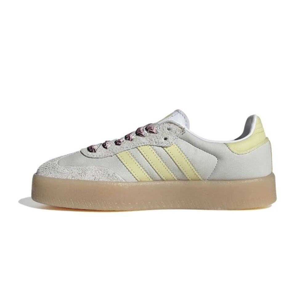 ADIDAS ORIGINALS WOMEN'S 10 SAMBAE OG SNEAKERS GREY BUTTER YELLOW JI2739 NWT - Picture 3 of 7